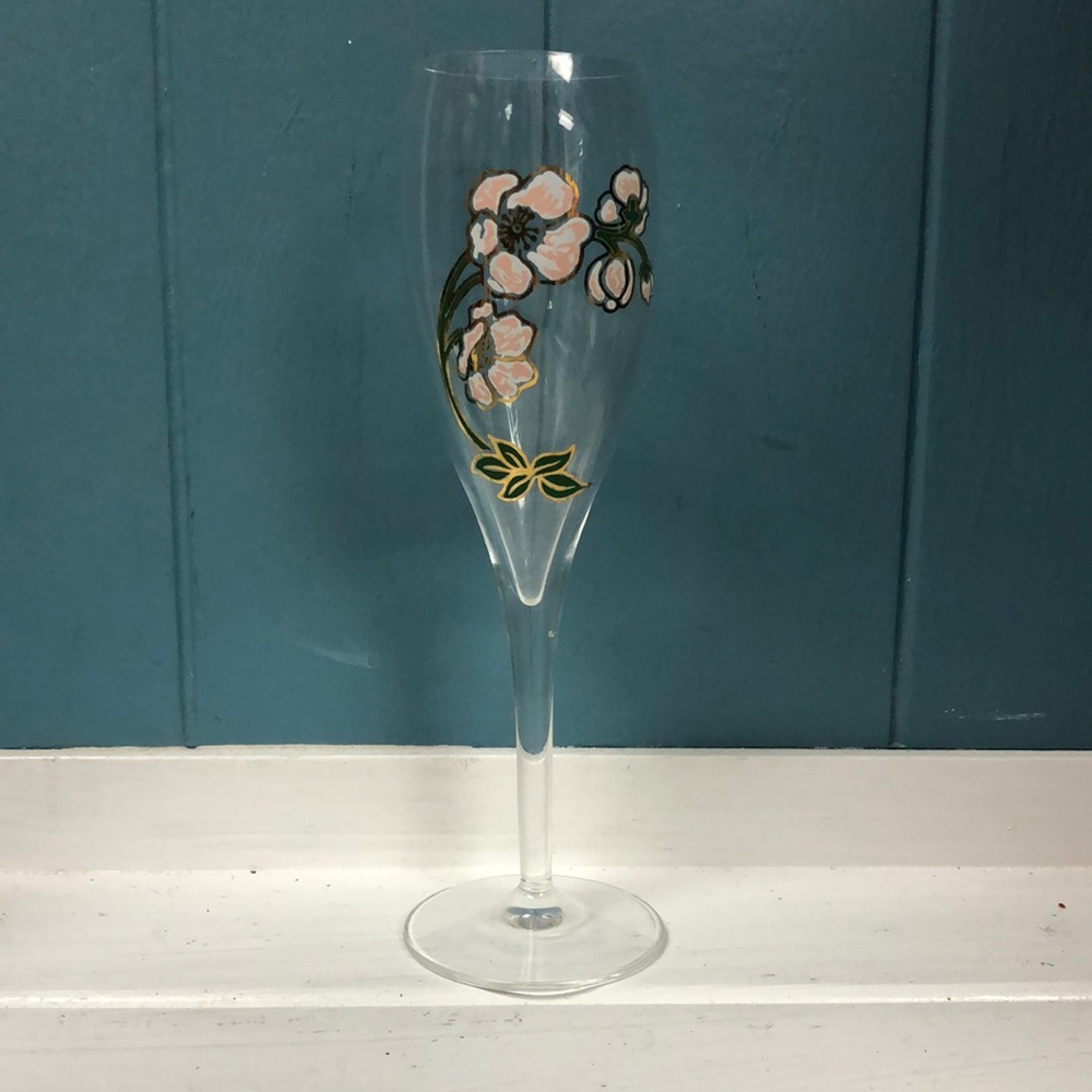 7.5” Perrier-Jouet Anemone Belle Epoque floral Champagne Flutes Glass‎